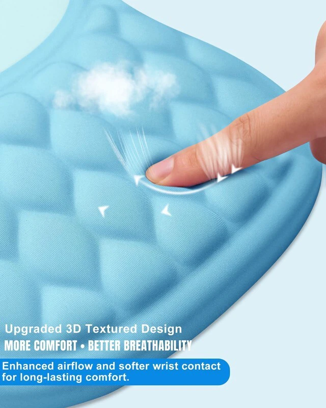 Alt view image 4 of 7 - Ergonomic Mouse Pad with Sloped Memory Foam Wrist Rest 3D Textured Wrist Cushion, Smooth Lycra Surface, Non-Slip PU Base, Comfortable Support for Office/Home Computer Desks