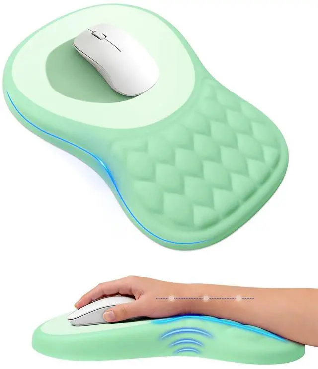 Main image of Ergonomic Mouse Pad with Sloped Memory Foam Wrist Rest 3D Textured Wrist Cushion, Smooth Lycra Surface, Non-Slip PU Base, Comfortable Support for Office/Home Computer Desks