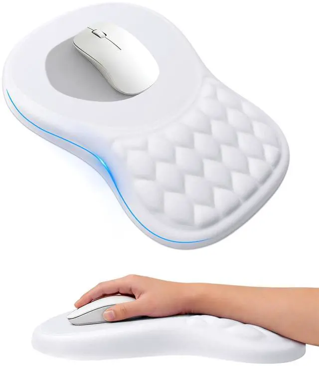 Main image of Ergonomic Mouse Pad with Sloped Memory Foam Wrist Rest 3D Textured Wrist Cushion, Smooth Lycra Surface, Non-Slip PU Base, Comfortable Support for Office/Home Computer Desks