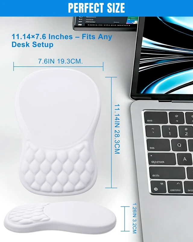 Alt view image 7 of 7 - Ergonomic Mouse Pad with Sloped Memory Foam Wrist Rest 3D Textured Wrist Cushion, Smooth Lycra Surface, Non-Slip PU Base, Comfortable Support for Office/Home Computer Desks