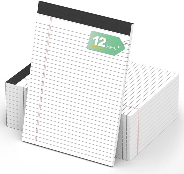 Main image of 12 Pack Legal Pads 8.5 x 11 Note Pads 8.5 x 11 Inch Notepad 360 Sheets Writing Pads Wide Ruled Lined Paper Pads White Paper Note Pads 8.5 x 11 with 30 Sheets Per Legal Pad for School, Office, Home