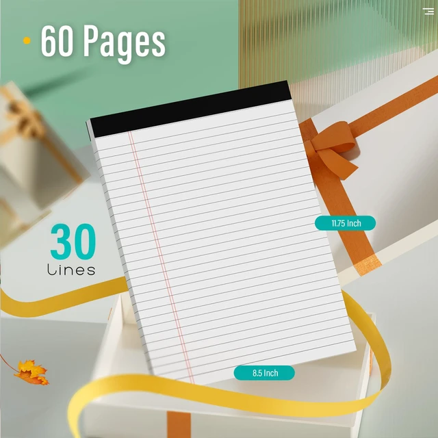 Alt view image 2 of 6 - 12 Pack Legal Pads 8.5 x 11 Note Pads 8.5 x 11 Inch Notepad 360 Sheets Writing Pads Wide Ruled Lined Paper Pads White Paper Note Pads 8.5 x 11 with 30 Sheets Per Legal Pad for School, Office, Home
