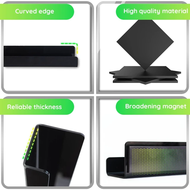 Alt view image 5 of 7 - 2 Pcs Magnetic Book Shelf for Whiteboard with Magnetic Pen Holder Heavy Duty Acrylic Magnetic Shelves for Classroom Furniture,Office, Refrigerator,School Supplies-Black