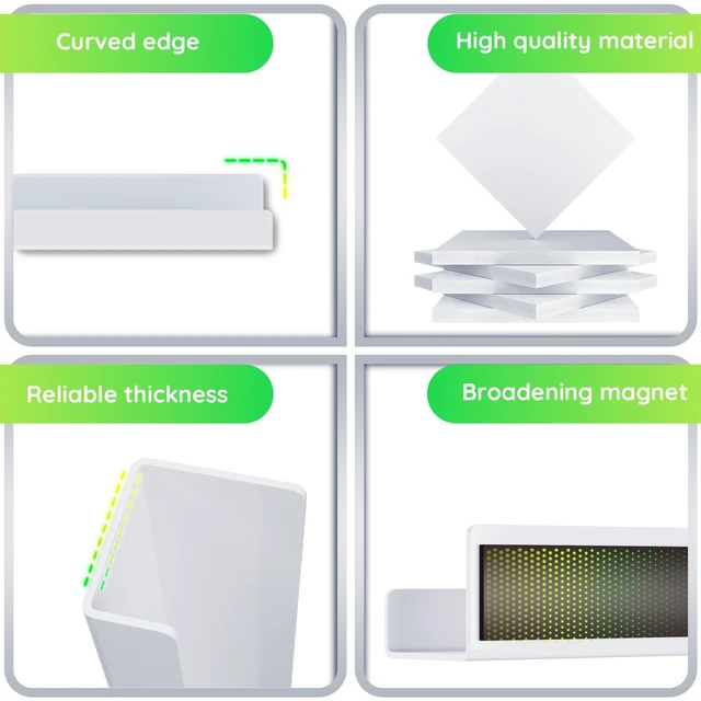 Alt view image 5 of 7 - 2 Pcs Magnetic Book Shelf for Whiteboard with Magnetic Pen Holder Heavy Duty Acrylic Magnetic Shelves for Classroom Furniture,Office, Refrigerator,School Supplies-White