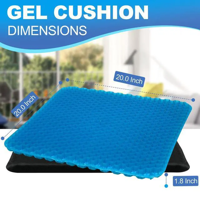 Alt view image 2 of 7 - Gel Seat Cushion for Long Sitting - 20" x 20" x 1.8" (Extra ThickSoft) Zero Gel Cushions for Pressure Relief, Honeycomb Gel Seat Cushion, Ergonomic Silicone Seat Cushion for People Over 140 lbs