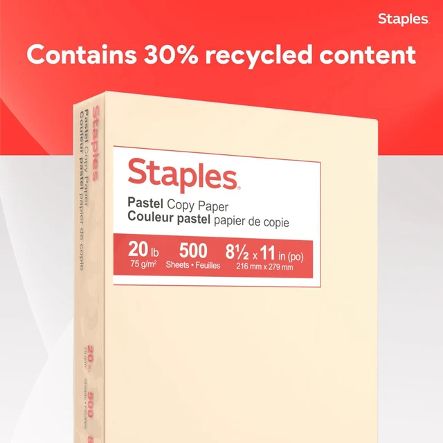 Alt view image 5 of 6 - Pastel Recycled Copy Paper, Cream, 20 lb., 8.5x11, 500 Sheets 30% recycled multipurpose paper for printing documents, flyers, and forms