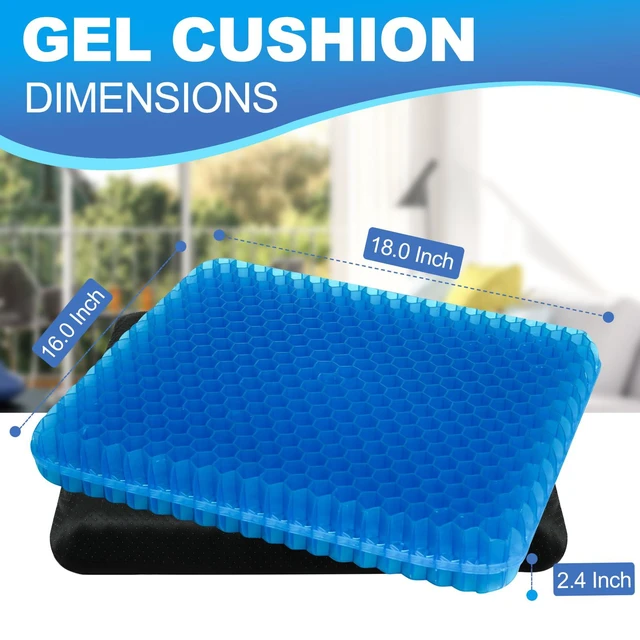 Alt view image 2 of 7 - Gel Seat Cushion for Long Sitting - 17.5" x 15.5" x 2.4" (Extra ThickSoft) Zero Gel Cushions for Pressure Relief, Honeycomb Gel Seat Cushion, Ergonomic Silicone Seat Cushion for People Over 220 lbs