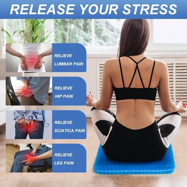 Alt view image 3 of 7 - Gel Seat Cushion for Long Sitting - 17.5" x 15.5" x 2.4" (Extra ThickSoft) Zero Gel Cushions for Pressure Relief, Honeycomb Gel Seat Cushion, Ergonomic Silicone Seat Cushion for People Over 220 lbs