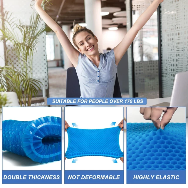 Alt view image 4 of 7 - Gel Seat Cushion for Long Sitting - 17.5" x 15.5" x 2.4" (Extra ThickSoft) Zero Gel Cushions for Pressure Relief, Honeycomb Gel Seat Cushion, Ergonomic Silicone Seat Cushion for People Over 220 lbs