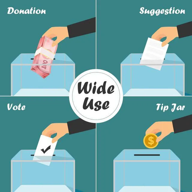 Alt view image 7 of 7 - Acrylic Donation Box With Lock & Slot, Clear Raffle Box & Tip Jar Large 6x8.3" Sign Holder, 2 Keys, Cash & Raffle Tickets, Church Fundraising, School Voting & Office Suggestions, 6.7x5.23x8"