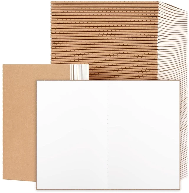Main image of 100pcs A5 Blank Kraft Notebooks, Journals in Bulk, Sketchbooks Bulk for Kids, 60 Pages, 80GSM, 8.3 X 5.5 Inch, Travel Journal Set, Travelers, Students and Office