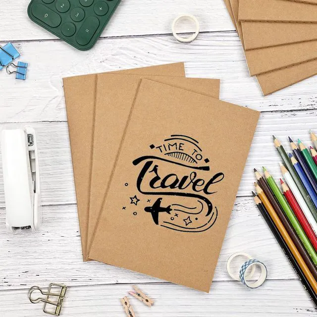 Alt view image 5 of 7 - 100pcs A5 Blank Kraft Notebooks, Journals in Bulk, Sketchbooks Bulk for Kids, 60 Pages, 80GSM, 8.3 X 5.5 Inch, Travel Journal Set, Travelers, Students and Office