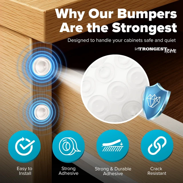 Alt view image 6 of 7 - Cabinet Door Bumper 200 Pack Clear Rubber - Self Adhesive Stoppers for Quiet Close Protection - Drawer Pads for Furniture and Surface Cushioning - 0.5 x 0.2 Inch