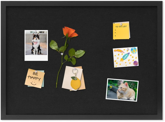 Main image of Cork Board with Linen Black,Bulletin Board 23"x17" Corkboards for Office Home School Message Board or Vision Board Decoration