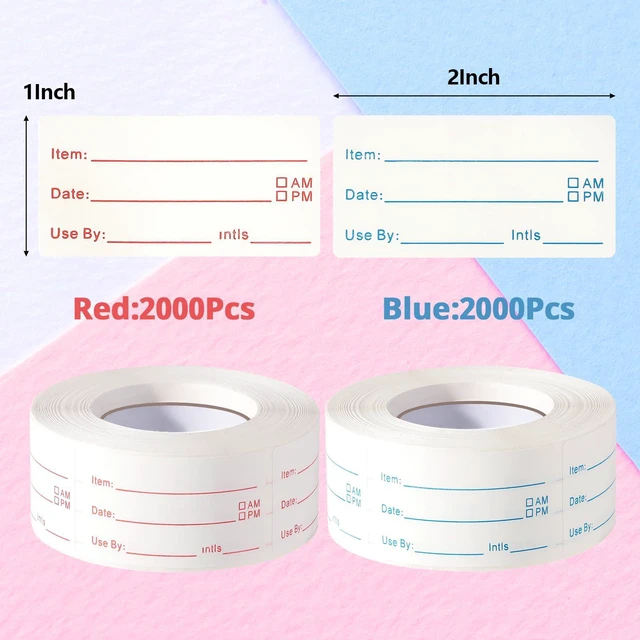Alt view image 2 of 7 - 8 Rolls 4000 Pieces Removable Food Labels 1 x 2 Inch Date Stickers for Freezer, Refrigerator Food Containers - Easy to Write