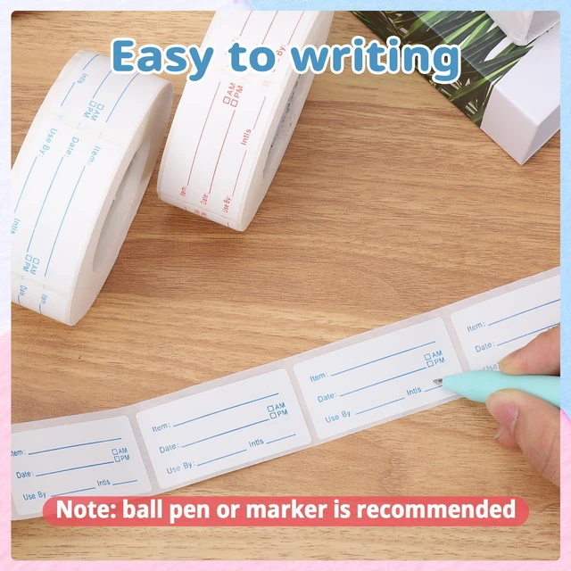 Alt view image 4 of 7 - 8 Rolls 4000 Pieces Removable Food Labels 1 x 2 Inch Date Stickers for Freezer, Refrigerator Food Containers - Easy to Write