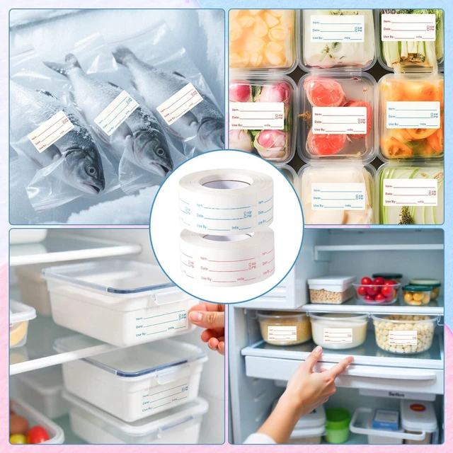 Alt view image 6 of 7 - 8 Rolls 4000 Pieces Removable Food Labels 1 x 2 Inch Date Stickers for Freezer, Refrigerator Food Containers - Easy to Write