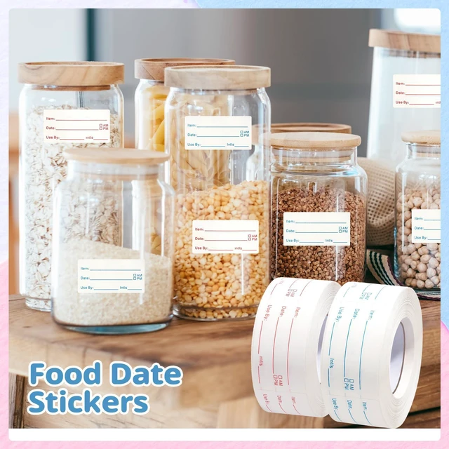 Alt view image 7 of 7 - 8 Rolls 4000 Pieces Removable Food Labels 1 x 2 Inch Date Stickers for Freezer, Refrigerator Food Containers - Easy to Write