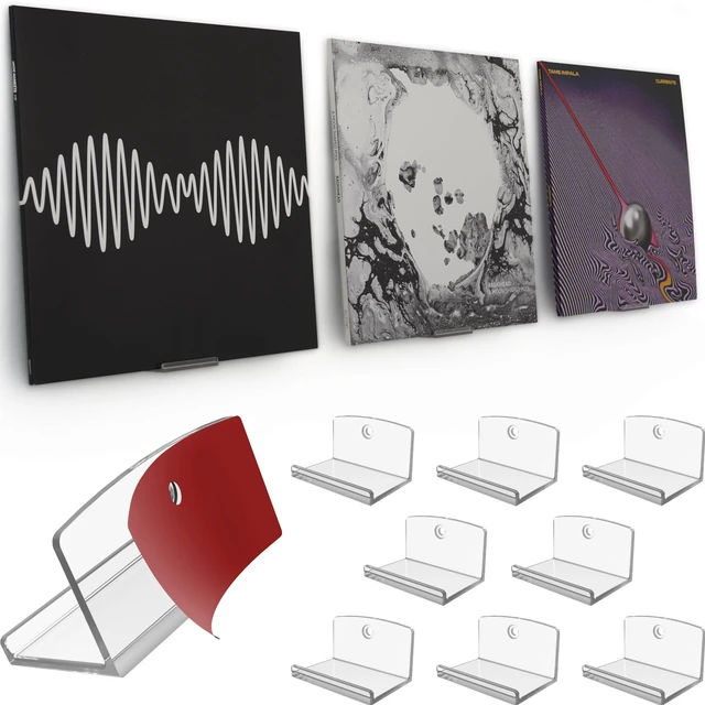 Main image of Adhesive Vinyl Wall Mount (8-Pack) Strong Hold Record Holder Wall, Record-Safe Easy Installation, Album Wall Mount for 1LP and 2LP Clear