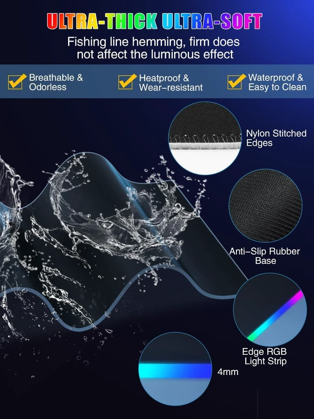 Alt view image 7 of 7 - Mouse Pad with Foldable Phone Holder & Wireless Charger, XXL RGB Gaming Mousepad 31.5"x15.8" Large Desk Mat for Keyboard, Black Desk Pad with Dual Qi Charging Station | 11 Colors 5 Modes | Waterproof