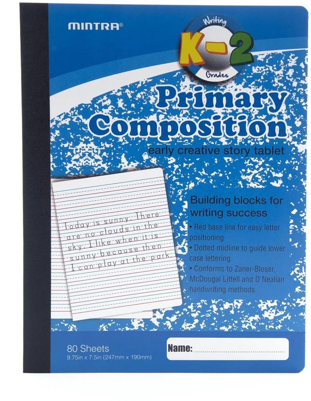 Alt view image 3 of 5 - Primary Composition Notebook, 4 Pack, Blue Cover, 80 Sheets, 7.5in x 9.75in, Full Sheet, Ruled with Drawing Area, Flexible Hardcover Journal, Grades K-2, School & Home Use