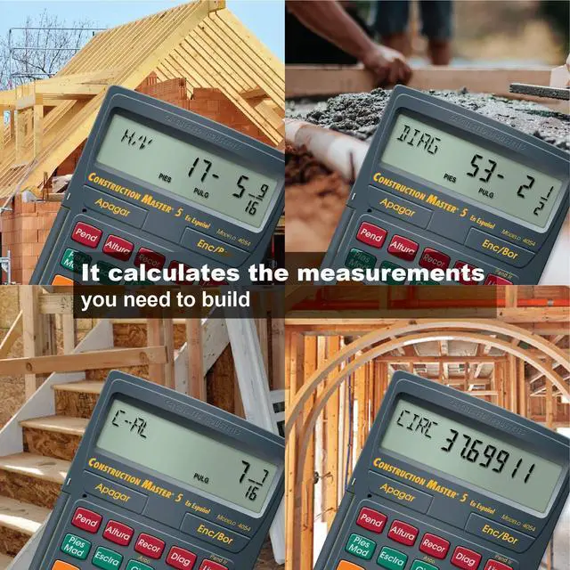 Alt view image 7 of 7 - 4054 Construction Master 5 Calculator en Español, Feet-Inch-Fraction, For Carpenters, Construction Calculator with all Spanish labeling