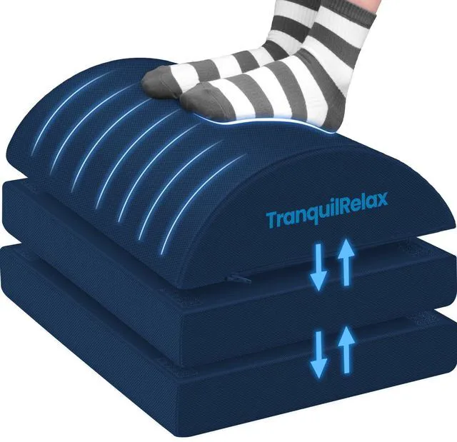 Main image of Foot Rest Under Desk, 3-Height Adjustable Foot Stool, Blue Desk foot rest, ergonomic foot support, machine-washable cover, non-slip bottom, gaming foot rest, office, car