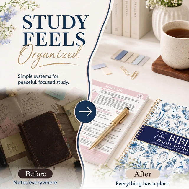 Alt view image 2 of 7 - Bible Study Guides 66 Pages Journal for Women, Spiral Notebook 8.5 x 11 French Blue Floral Prayer Devotional Supplies - Saint Label with Reflection Note, Prayer Prompt, Christian Gift Idea