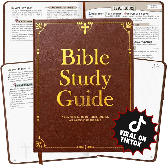 Main image of Bible Study Guides 66 Pages Leather Journal Notebook For Men Devotional Supplies - Saints Label Books with Life Application & Reflection Notes, Prayer Prompts, Christian Gift Idea