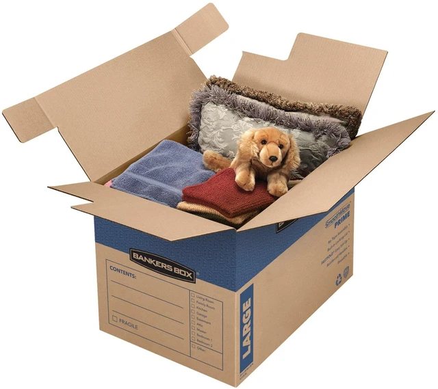 Alt view image 4 of 7 - Large Prime Moving Box 6 Pack, Reinforced Handles, Tape-Free Assembly, Attached Lid, 18-in x 18-in x 24-in (0062904)