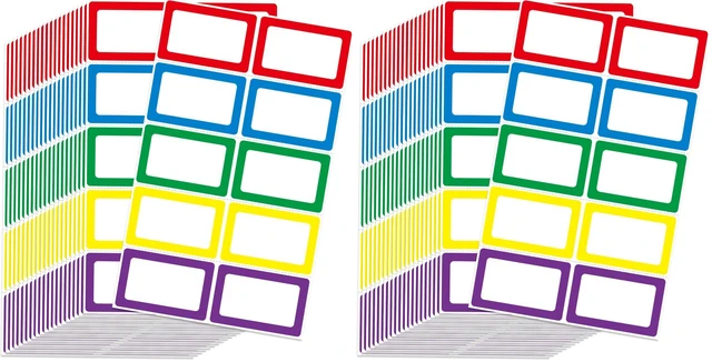 Main image of L LIKED 400 Colors Blank Name Tag Stickers 3.5x2.25 for School Office Home (Pack of 2)