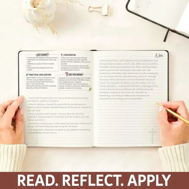 Alt view image 4 of 7 - Bible Study Guides 66 Pages Leather Journal Notebook For Men Devotional Supplies - Saints Label Books with Life Application & Reflection Notes, Prayer Prompts, Christian Gift Idea