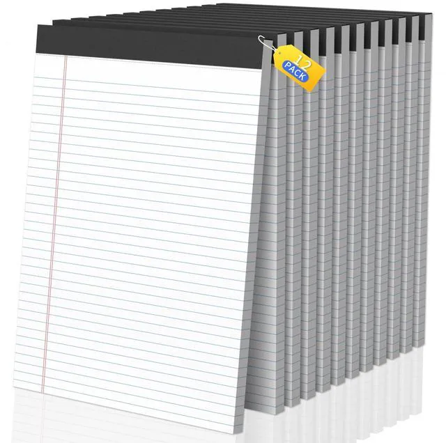 Main image of Legal Pads 8.5 X11, Narrow Ruled Notepads, 12 Pack, 50 Sheet/Pad White Legal Pads, Tear Off Notepad, Perforated Writing Pad, Notebook Paper College Ruled, Notepads For Office Home School
