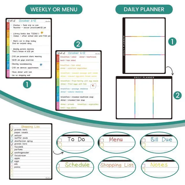 Alt view image 5 of 7 - Magnetic Dry Erase Monthly Calendar Set - 14.5"x11" Monthly Calendar, 6.5"x8.5" Weekly, Daily, List Boards for Fridge - 6 Extra Fine Point Markers Included - Shipped Flat