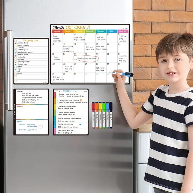 Alt view image 6 of 7 - Magnetic Dry Erase Monthly Calendar Set - 14.5"x11" Monthly Calendar, 6.5"x8.5" Weekly, Daily, List Boards for Fridge - 6 Extra Fine Point Markers Included - Shipped Flat