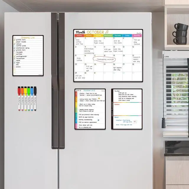 Alt view image 7 of 7 - Magnetic Dry Erase Monthly Calendar Set - 14.5"x11" Monthly Calendar, 6.5"x8.5" Weekly, Daily, List Boards for Fridge - 6 Extra Fine Point Markers Included - Shipped Flat