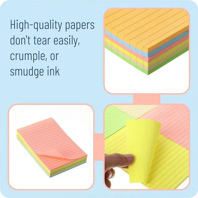 Alt view image 4 of 6 - Lined Sticky Notes, 4" x 6", 24 Pads, 45 Sheets/Pad Bulk Sticky Notes with Lines, Ruled Stickies, Memo Pads, Self-Stick Note Pad for Office, School, Home, Study & Organization