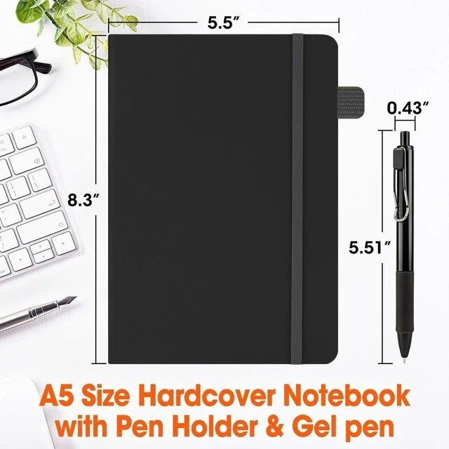 Alt view image 2 of 7 - 20 Pack Lined Journal Notebook with Pen, A5 Hardcover Leather Journal 5.5"*8.3", Black 136 Pages College Ruled Notebooks and Pen Set for Office School Business Supplies