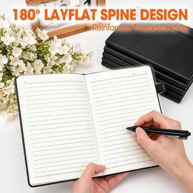 Alt view image 5 of 7 - 20 Pack Lined Journal Notebook with Pen, A5 Hardcover Leather Journal 5.5"*8.3", Black 136 Pages College Ruled Notebooks and Pen Set for Office School Business Supplies