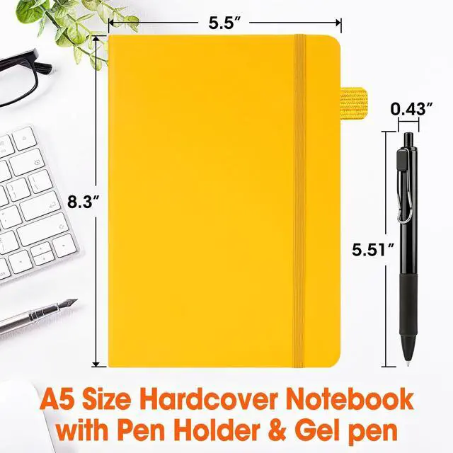 Alt view image 2 of 7 - 20 Pack Lined Journal Notebook with Pen, A5 Hardcover Leather Journal 5.5"*8.3", 5 Colors 136 Pages College Ruled Notebooks and Pen Set for Office School Business Supplies