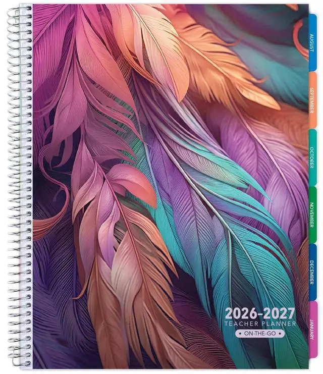 Main image of LITE TEACHER PLANNER - Aug 2026-Jul 2027, 8.5" x 11" Daily Weekly Monthly Organizers - Includes 7 Periods, Dated Calendar, Page Tabs, Bookmark, and Planning Stickers (Pastel Peacock)