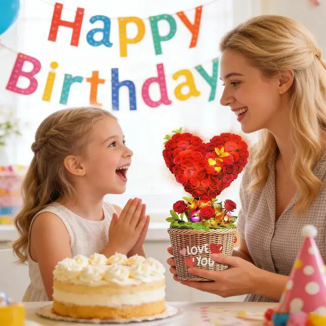 Alt view image 3 of 7 - Birthday Card with MUSIC & LIGHTS,3D Pop Up Heart Bouquet For Women 10 Inch Life Size, Play Romantic Music, Lights Dance, Paper Forever Flower, Anniversary Cards/Gift For Wife Mother Girlfriend