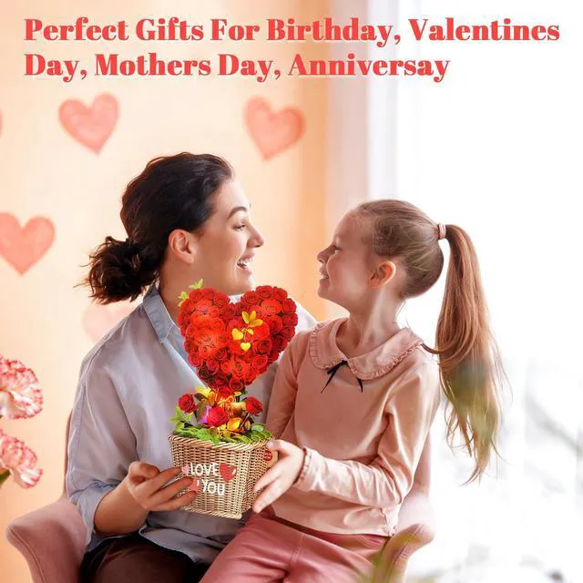 Alt view image 5 of 7 - Birthday Card with MUSIC & LIGHTS,3D Pop Up Heart Bouquet For Women 10 Inch Life Size, Play Romantic Music, Lights Dance, Paper Forever Flower, Anniversary Cards/Gift For Wife Mother Girlfriend