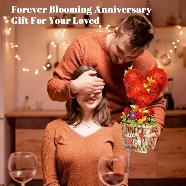 Alt view image 6 of 7 - Birthday Card with MUSIC & LIGHTS,3D Pop Up Heart Bouquet For Women 10 Inch Life Size, Play Romantic Music, Lights Dance, Paper Forever Flower, Anniversary Cards/Gift For Wife Mother Girlfriend