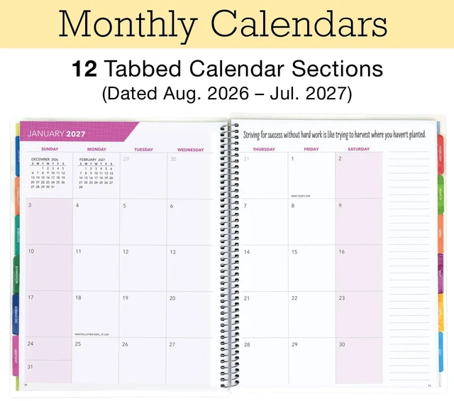 Alt view image 3 of 6 - LITE TEACHER PLANNER - Aug 2026-Jul 2027, 8.5" x 11" Daily Weekly Monthly Organizers - Includes 7 Periods, Dated Calendar, Page Tabs, Bookmark, and Planning Stickers (Pastel Peacock)