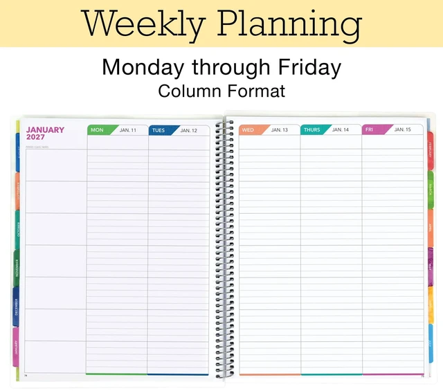 Alt view image 4 of 6 - LITE TEACHER PLANNER - Aug 2026-Jul 2027, 8.5" x 11" Daily Weekly Monthly Organizers - Includes 7 Periods, Dated Calendar, Page Tabs, Bookmark, and Planning Stickers (Pastel Peacock)