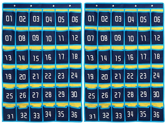 Main image of 36 Numbered Pockets Classroom Pocket Chart for Cell Phone Holder Wall Door Hanging Pocket Organizer for Phone Calculator Holder, Phone Pouch for School Classroom & Office Phone Management