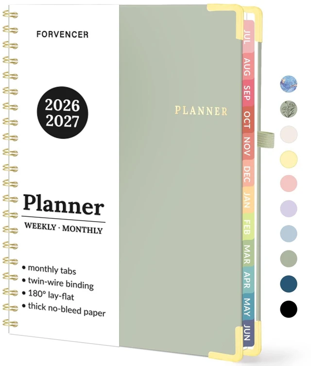 Main image of Academic Planner 2026-2027, Weekly & Monthly Hardcover Planner A4 Calendar Planner July 2026-June 2027, 8.5" X 11" Daily Agenda School Office Notebook Teacher Student Supplies Organizer Green