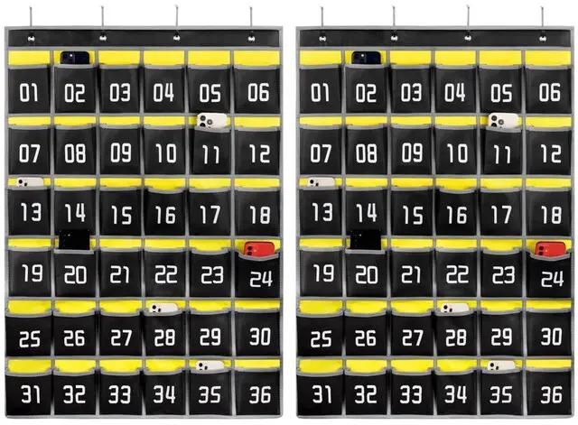 Main image of 36 Numbered Pockets Classroom Pocket Chart for Cell Phone Holder Wall Door Hanging Pocket Organizer for Phone Calculator Holder, Phone Pouch for School Classroom & Office Phone Management