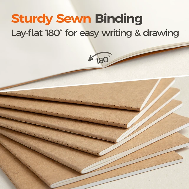 Alt view image 3 of 7 - 200 Pack Blank Kraft Notebooks A5, Wholesale Bulk Unlined Journals 80gsm Paper, 60 Pages, 8.3x5.5 Inches Softcover For School, Office, Events & Institutional Supply